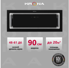 Вытяжка кухонная KRONA SELINA 900 GLASS BLACK S встраиваемая сенсорная в ДНР