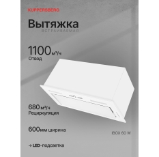 Вытяжка кухонная встраиваемая Kuppersberg IBOX 60 W (Модификация 2025 года) в ДНР