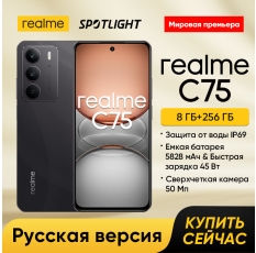 Смартфон realme C75 8/256 ГБ RU, Dual nano SIM, черный в ДНР