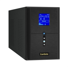 ИБП (инвертор, синус, для котла) ExeGate SineTower SN-2000. LCD. AVR.3SH.1C13. RJ. USB <2000VA/1600W LCD дисплей AVR 3*Schuko+1*C13, RJ45/11> EX295983RUS в ДНР