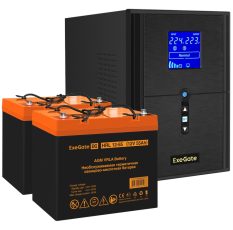 ИБП + батарея ExeGate SineTower SZ-2000. LCD. AVR.3SH.1C13. USB + 2x HRL 12-55 (55Ач) (EX296843RUS) в ДНР