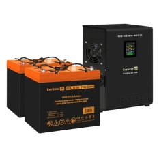 Exegate EX296616RUS Комплект ИБП EX296002RUS + батарея 55Ач EX285652RUS 2шт (инвертор, синус, для котла, настенный) FineSine SX-2500. LCD. AVR.2SH <2500VA/1800W, чистая синусоида, цветной LCD-дисплей, A в ДНР
