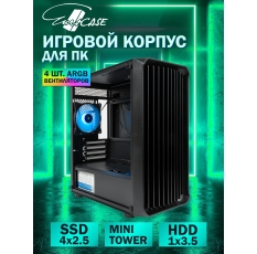 Игровой корпус Eurocase M205, Mini-Tower, черный, с RGB-подсветкой, без БП в ДНР