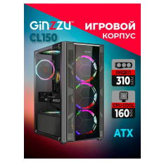 Корпус Ginzzu CL150, закаленное стекло, черный, размер корпуса Midi-Tower. в ДНР