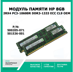 Оперативная память для сервера HP 8Gb 2Rx4 PC3-10600R DDR3-1333 ECC CL9 , 500205-071 , 501536-001 oem в ДНР