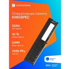 Оперативная память KINGSPEC KS2666D4M12016G DDR4 - 1x 16ГБ 2666МГц, DIMM, Ret в ДНР