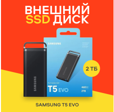 Портативный внешний SSD накопитель Samsung Portable SSD T5 EVO USB 3.2 Gen1 2TB (MU-PH2T0S/WW) в ДНР