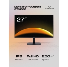 27″ Монитор VANDOR 27VB02, 1920×1080, Full HD, 75Гц, IPS, 4мс, HDMI, VGA, черный в ДНР