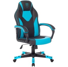 Кресло игровое Zombie GAME 17 черный/синий эко. кожа/ткань крестов. пластик в ДНР