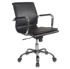 Кресло руководителя Бюрократ Ch-993-Low черный эко. кожа низк. спин. крестов. металл хром в ДНР
