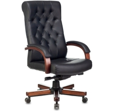 Кресло руководителя Бюрократ T-9928WALNUT черный кожа крестовина металл/дерево в ДНР