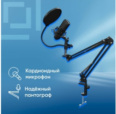 Микрофон проводной Оклик SM-700G 2.5м черный в ДНР