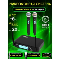 Микрофон RITMIX RWM-222 black, до 18000 Гц, дальность сигнала от ресивера до 20м в ДНР