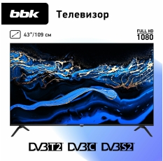 LED-телевизор BBK 43LEM-1036, Full HD, 43 дюйма, IPS, чёрный в ДНР