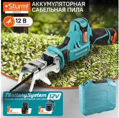Пила сабельная аккумуляторная Sturm! CRS1201C 12В, 1BatterySystem12V, рез150мм, 1х2.0Ач, ЗУ, кейс в ДНР