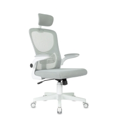 Кресло офисное «Бюрократ» MC-W101-H, с подголовником, сетка/ткань, цвет светло - серый/белый в ДНР