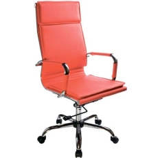 Кресло руководителя Бюрократ CH-993, искусственная кожа, хром, красное в ДНР