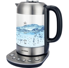 Чайник электрический Hyundai HYK-G8407 1.8л. 2200Вт черный/прозрачный корпус: стекло в ДНР