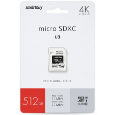 Карта пямяти Smartbuy micro SDXC 512GB class10 PRO (U3) + SD адаптер в ДНР