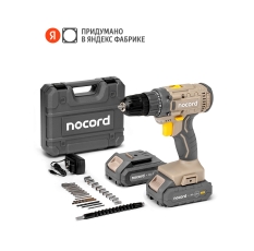 Аккумуляторная дрель-шуруповерт Nocord, 20В, 2х1.5 А·ч Li-Ion, в кейсе + 24 предмета оснастки, NCD-20.2.15. C в ДНР