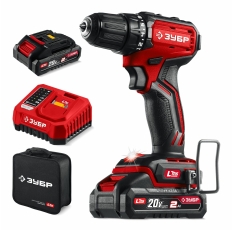 Дрель-шуруповерт ЗУБР бесщеточная, 20 В, 45 Н м, 2 АКБ LMS (2 А ч), сумка ДБ-45-22 в ДНР