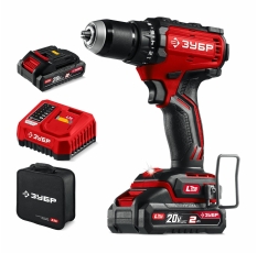 ЗУБР 20 В, 65 Н м, 2 АКБ LMS (2 А ч), бесщеточная дрель-шуруповерт, сумка (ДБ-65-22) ДБ-65-22 в ДНР