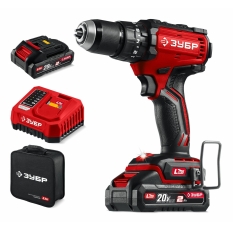 Бесщеточная ударная дрель-шуруповерт ЗУБР 20 В, 65 Н м, 2 АКБ LMS (2 А ч), сумка ДБУ-65-22 в ДНР