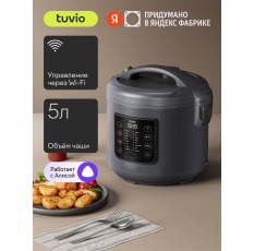 Мультиварка 5л с управлением со смартфона и 16 автоматическими программами Tuvio TMC02B5S, серая в ДНР