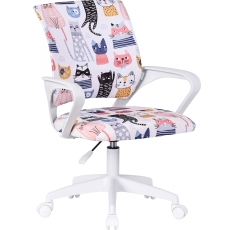 DEFENDER Кресло компьютерное детское Defender Fiesta белый+принт коты, ткань, класс 1 в ДНР