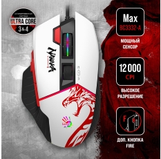 Мышь A4TECH Bloody W95 Max Naraka, игровая, оптическая, проводная, USB, белый и рисунок в ДНР