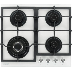 Газовая варочная панель Hyundai HHG 6436 WG, 4 конфорки, закаленное стекло, белый в ДНР