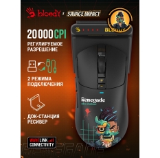 Мышь A4Tech Bloody R72 Ultra Duo черный/рисунок оптическая (20000dpi) беспров. USB (7but) в ДНР