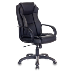 Кресло руководителя Бюрократ CH-839, цвет спинки: черный Leather Black, эко. кожа, крестовина пластиковая (CH-839/BLACK) в ДНР