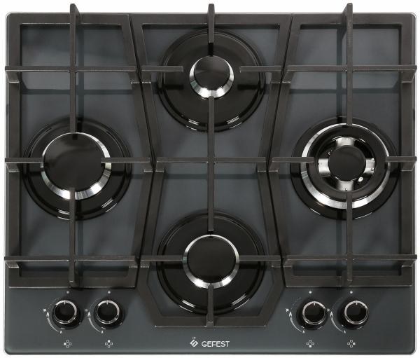 Технопапа · Газовая варочная панель Gefest ПВГ 2231-10 К56 60 см, 4 конфорки закаленное стекло электроподжиг газконтроль, графит