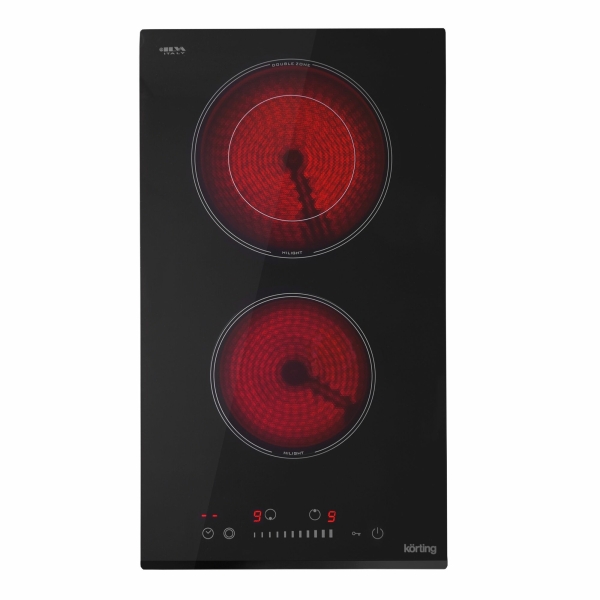 Технопапа · Электрическая варочная панель Korting HK 32024 B ширина 30 см, 2 конфорки, сенсорный слайдер, черный