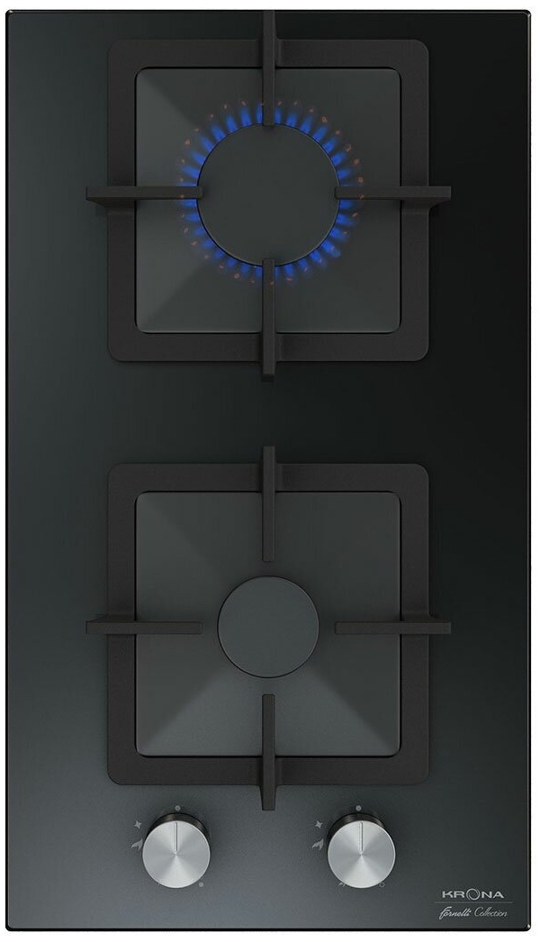 Технопапа · Газовая варочная панель Krona CALORE 30 BL 29 см, 2 конфорки электроподжиг газконтроль, черный