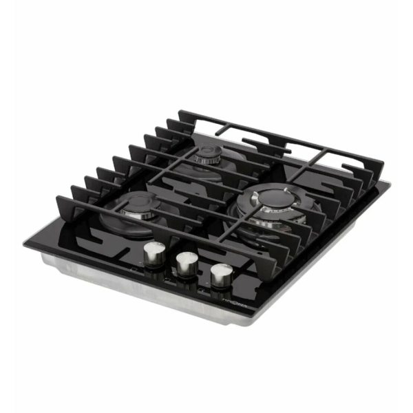 Технопапа · Газовая варочная панель KRONA HAGEL 45 BL W, 3 конфорки, газ-контроль, электроподжиг, черный