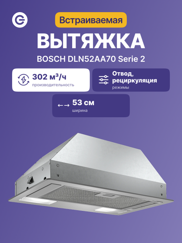 Технопапа · Встраиваемая вытяжка BOSCH DLN52AA70