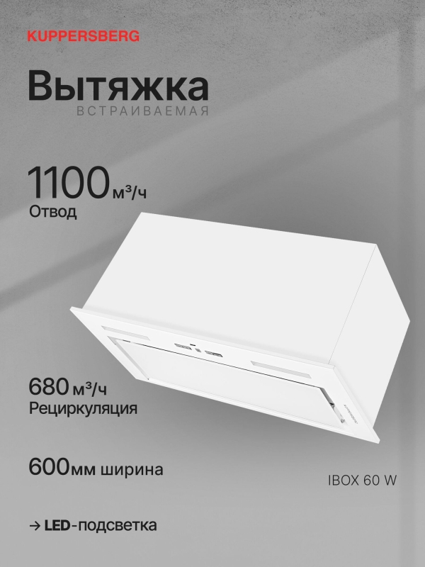 Технопапа · Вытяжка кухонная встраиваемая Kuppersberg IBOX 60 W (Модификация 2025 года)