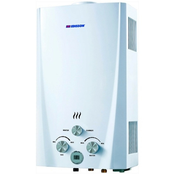 Технопапа · Газовая колонка Edisson F 20 D, 20кВт, 10л/мин, автоподжиг, механическое управление, белая