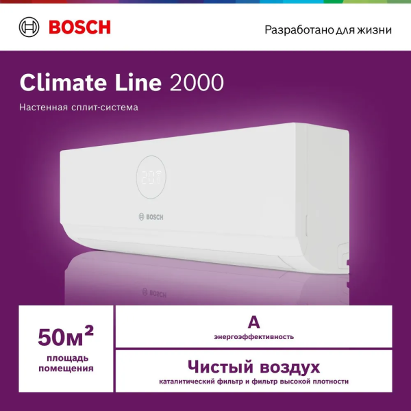 Технопапа · Сплит-система Bosch Climate Line 2000 CLL2000-W-53/CLL2000-53 на 50 кв. м