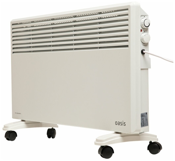 Технопапа · Конвектор Oasis KM-20, 1000/2000 Вт, до 25 м², колеса в комплекте, белый