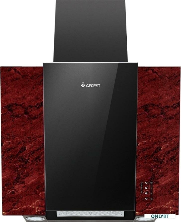 Технопапа · Наклонная вытяжка GEFEST во 3603 К55, цвет корпуса черный, цвет окантовки/панели красный