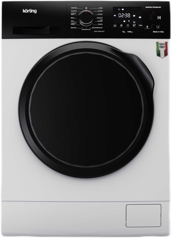 Технопапа · Стиральная машина Korting KWM 59ID14107, 10 кг, белый/черный