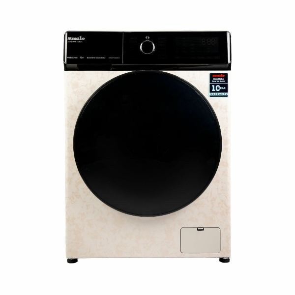 Технопапа · Стиральная фронтальная SMILE SWMSW10MB1400 бежевый мрамор/черный (DD, пар, инвертор)