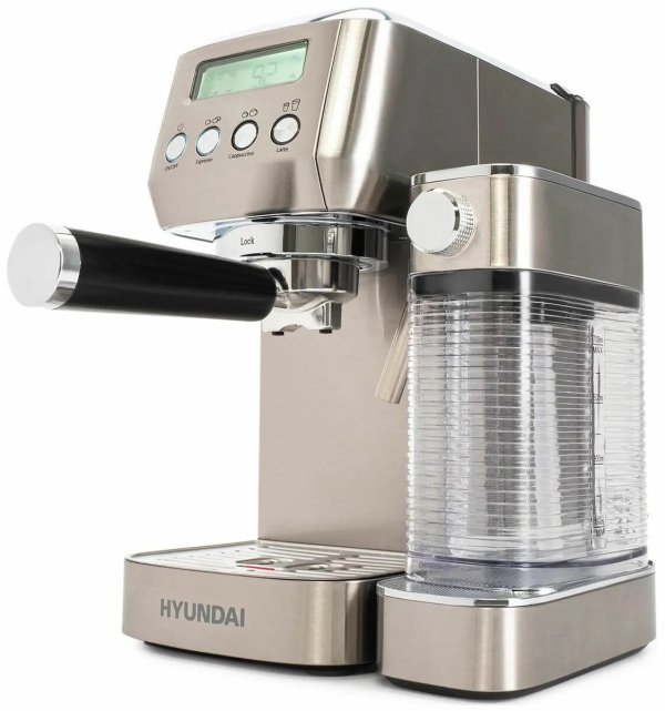 Технопапа · Кофеварка рожковая Hyundai HEM-9999, 1350 Вт, серебристый