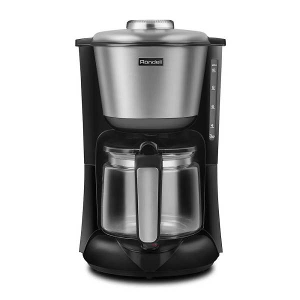 Технопапа · Кофеварка Rondell 1100-RE-01, 1000 Вт, капельная, серебристый/черный
