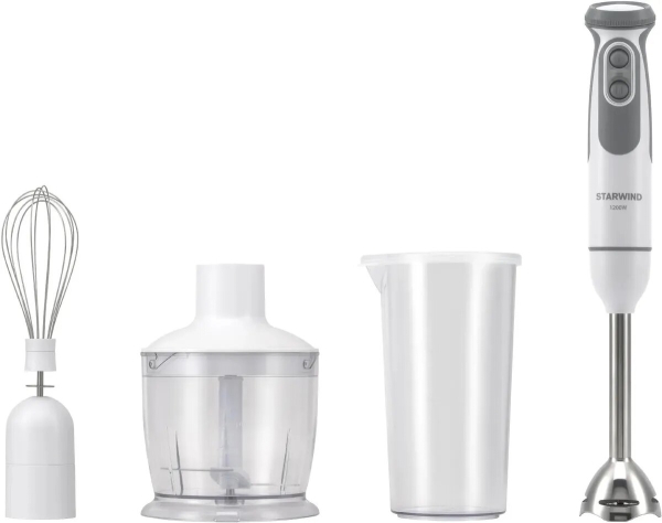 Технопапа · Блендер StarWind SBP3242, мощность 1200ВТ, погружной, белый/серый