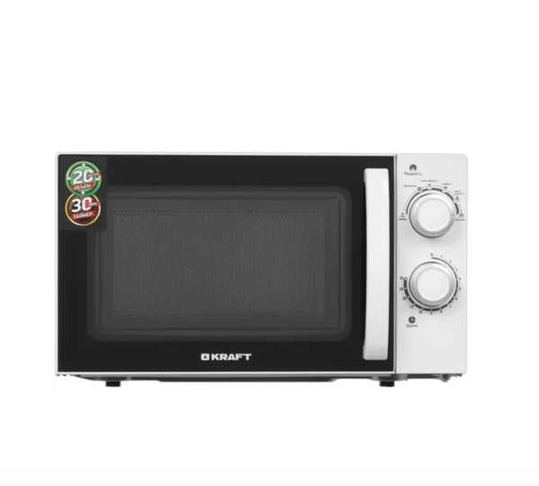 Технопапа · Микроволновая печь KRAFT KF20MW7W-102M, эмаль, 700Вт, 20л, белый