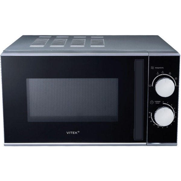 Технопапа · Микроволновая печь Vitek VT-MW0823, 23л, 900Вт, серебристый/черный